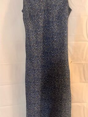 Sleeveless Blue Floral Midi Dress